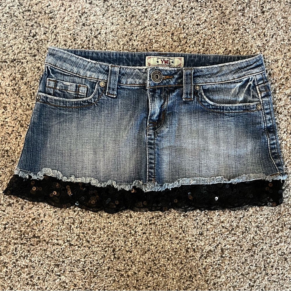 Y2k YMI denim lace miniskirt